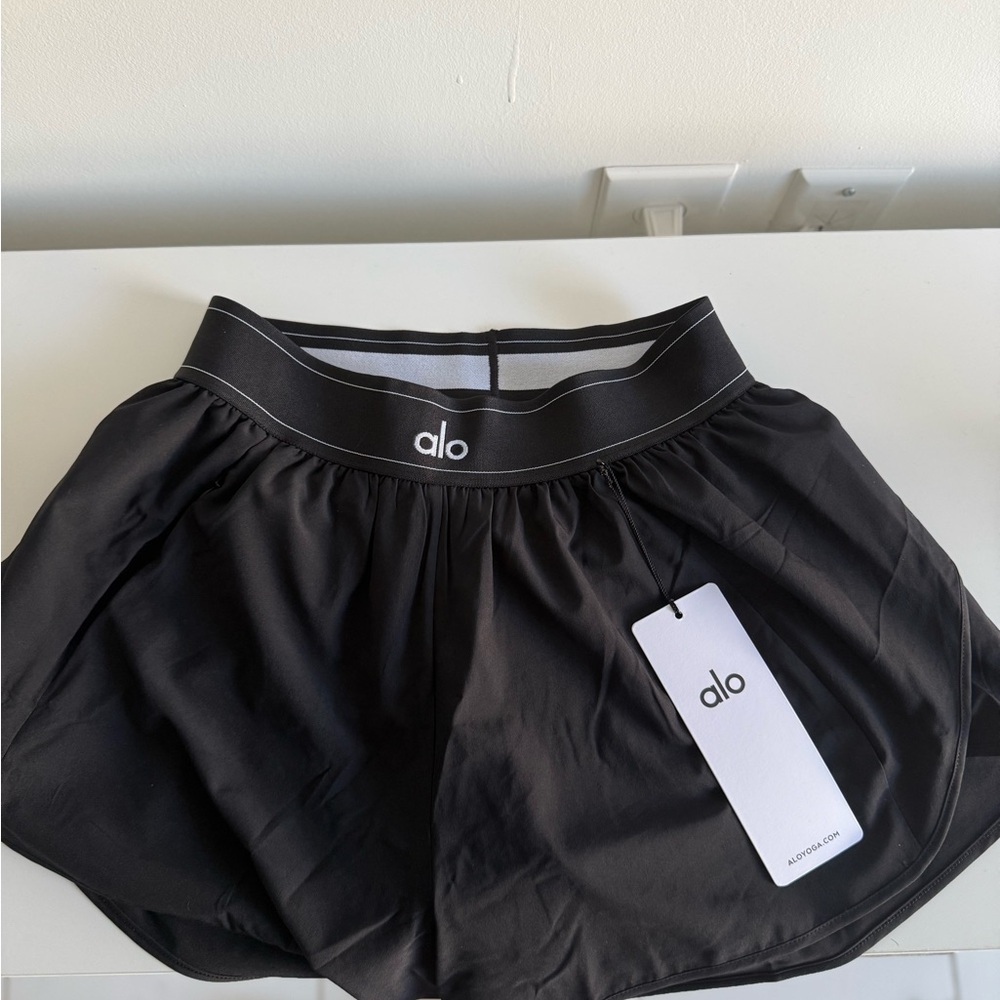 ALO Yoga Black Match Point Short with Branded Tag